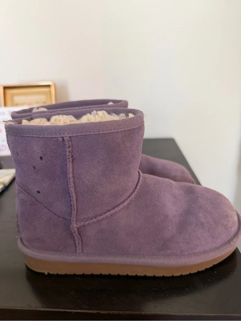 Koolaburra Kids Purple Suede Shearling-Lined Boots